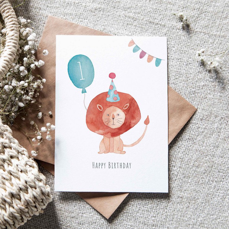 Faltkarte "Kindergeburtstag Löwe"
