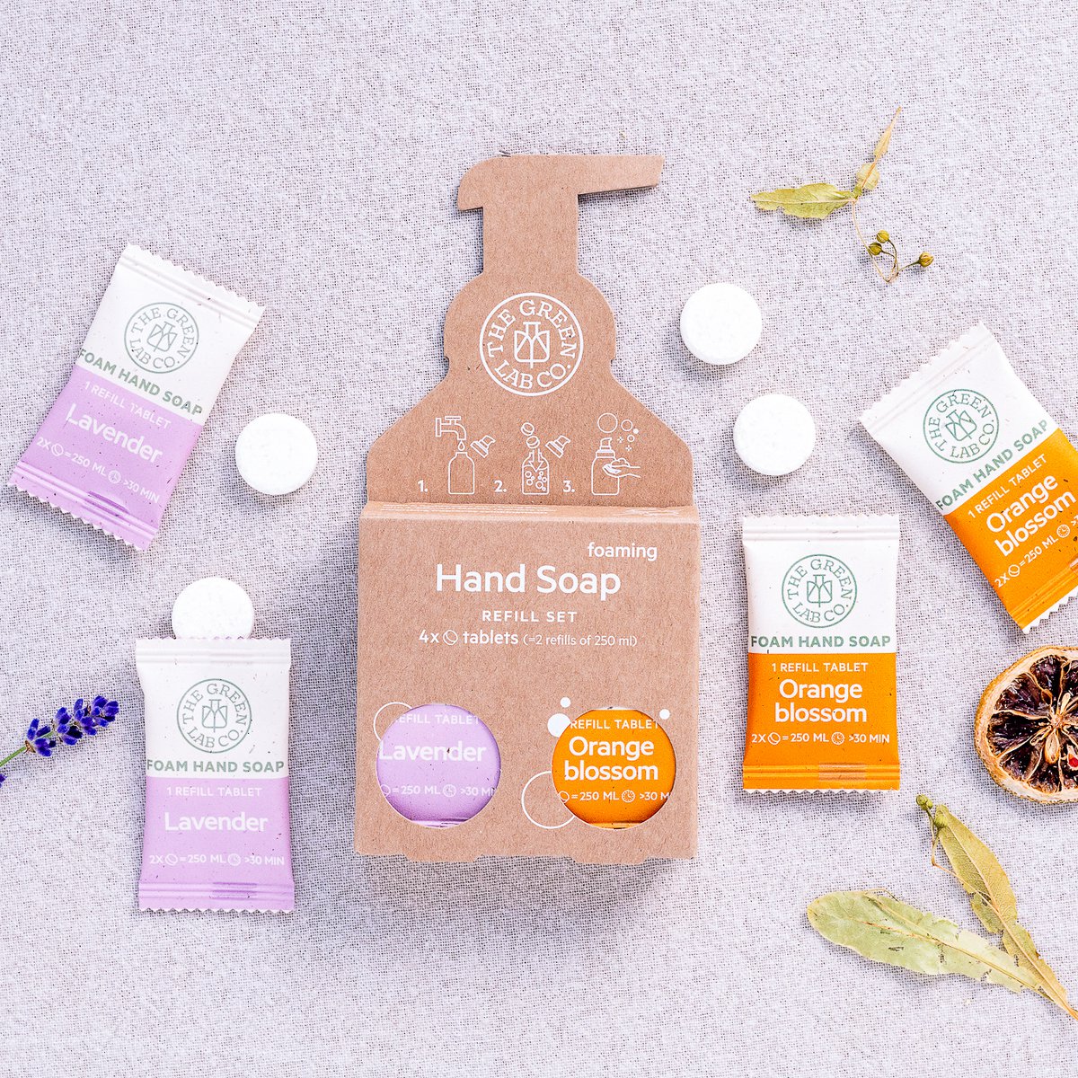 Refill set of hand soap tablets - Orange Blossom & Lavender