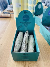 6 Eucalyptus Smudge- display box with 6 fumigation sticks at eucalyptus
