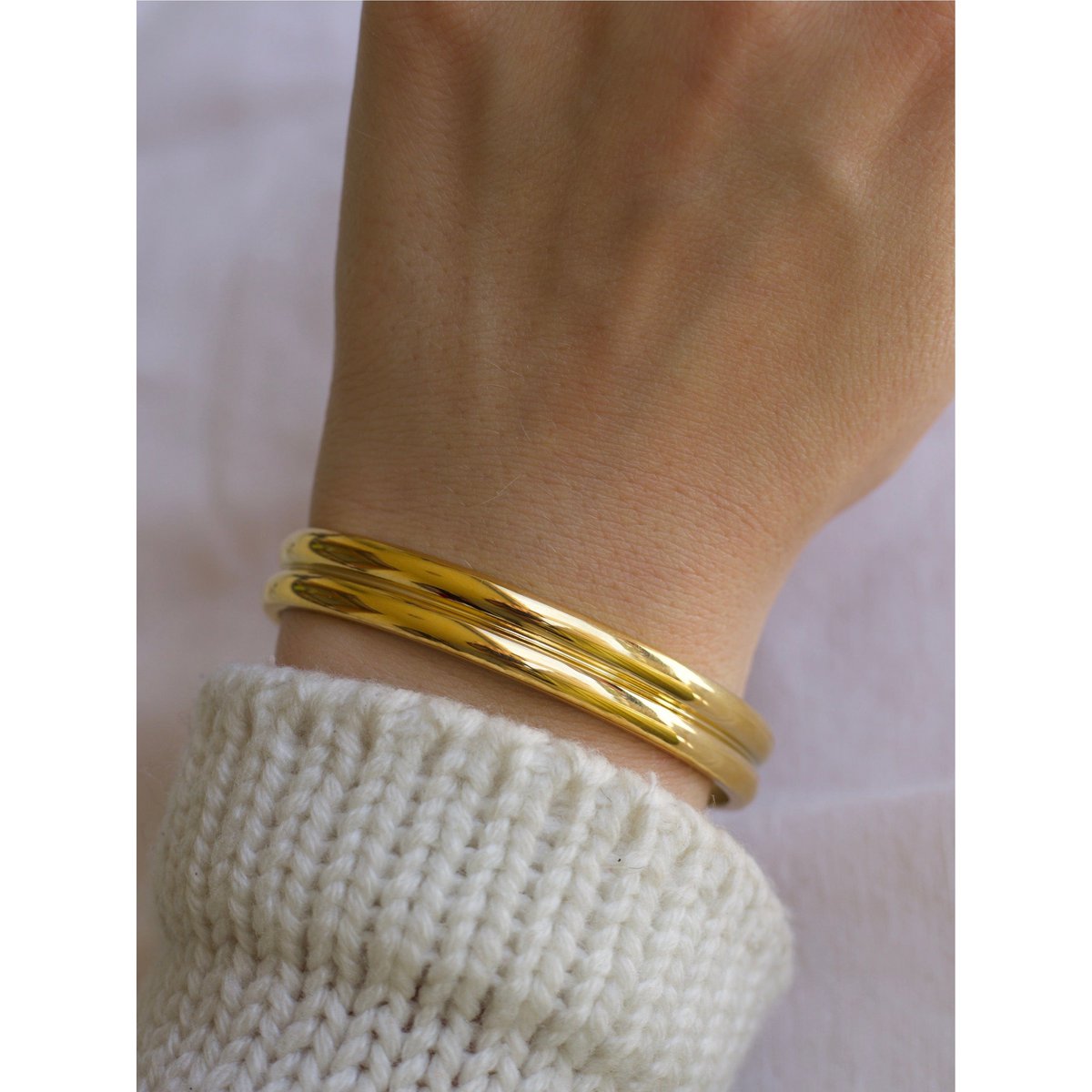 Gil - Bracciale a polsino largo lucido Oro