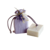 Zakje met zeepje en boeketje 12,5x8cm lavendel light