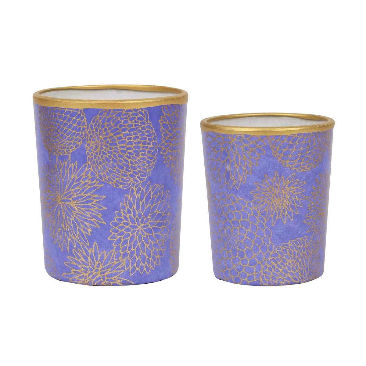 Kleine theelichthouder van glas & Chiyogami-papier | Grote chrysant / Lila | Met de hand gemaakt