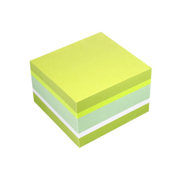 Info notes 75x75mm assorti felle kleuren blok a 450 vel: wit, lemon, felgroen, pastelgroen
