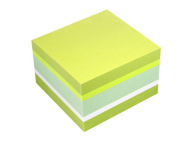 Info notes 75x75mm assorti felle kleuren blok a 450 vel: wit, lemon, felgroen, pastelgroen
