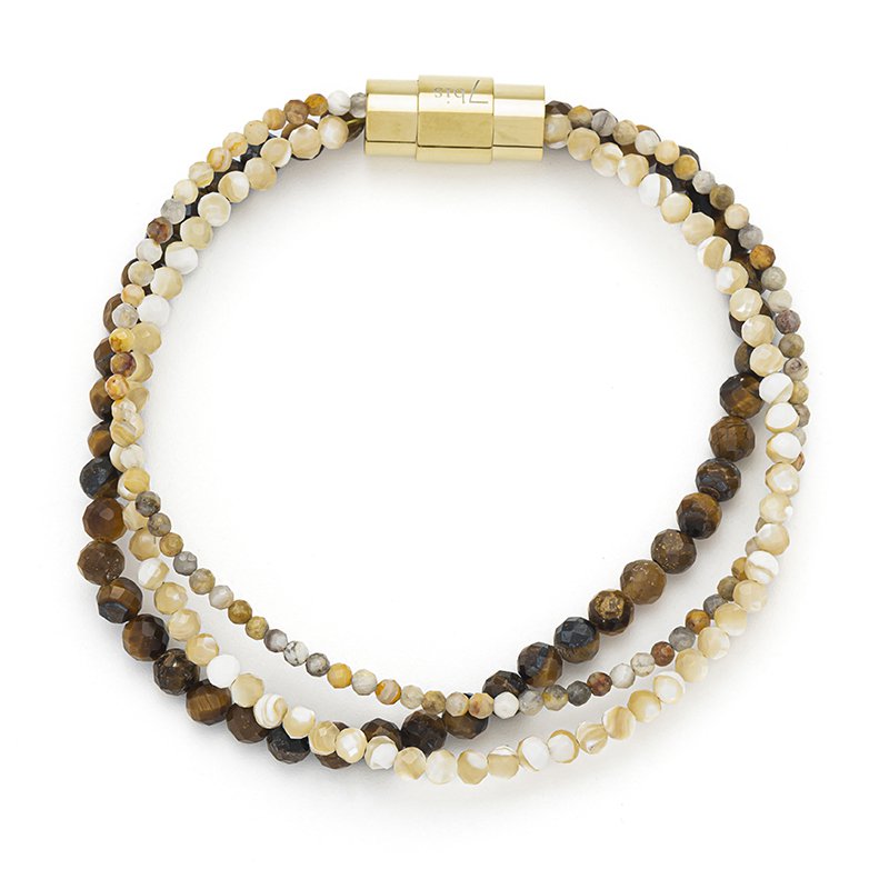 Armband 3 rijen parels en strass-steentjes FILOMENA