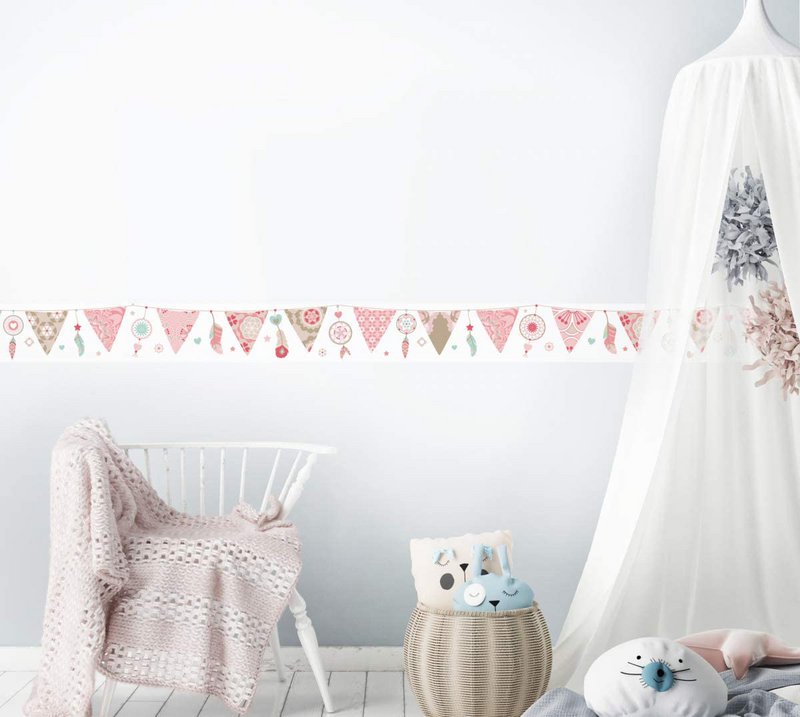 Border "Dream Catcher & Pennant" Pink/Mint/Beige