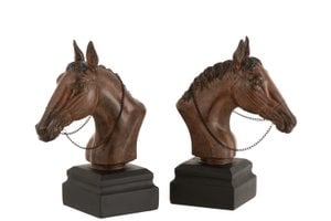 J-Line Buchstütze Pferd - Polyresin - Braun - 2 Stück