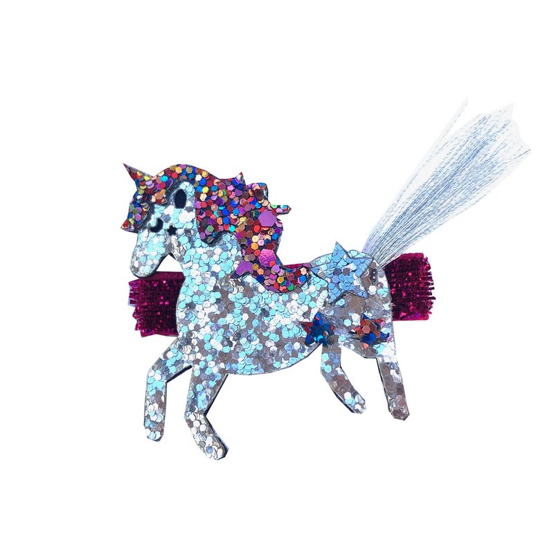 Unicorno con clip coda argento