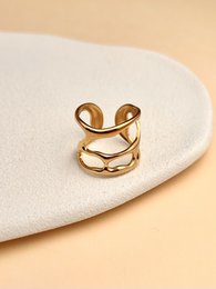 Bague large ajourée dorée en acier inoxydable ajustable