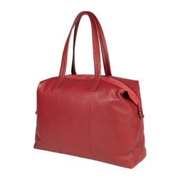 RB2004V | Borsa Shopping Trasformabile in Bauletto in Vera Pelle pieno fiore, grana dollaro/leggera. Doppio manico. Colore Rosso. Dimensioni: cm 43 x 36 x 14. Confezione: Sacchetto in Tessuto non Tessuto