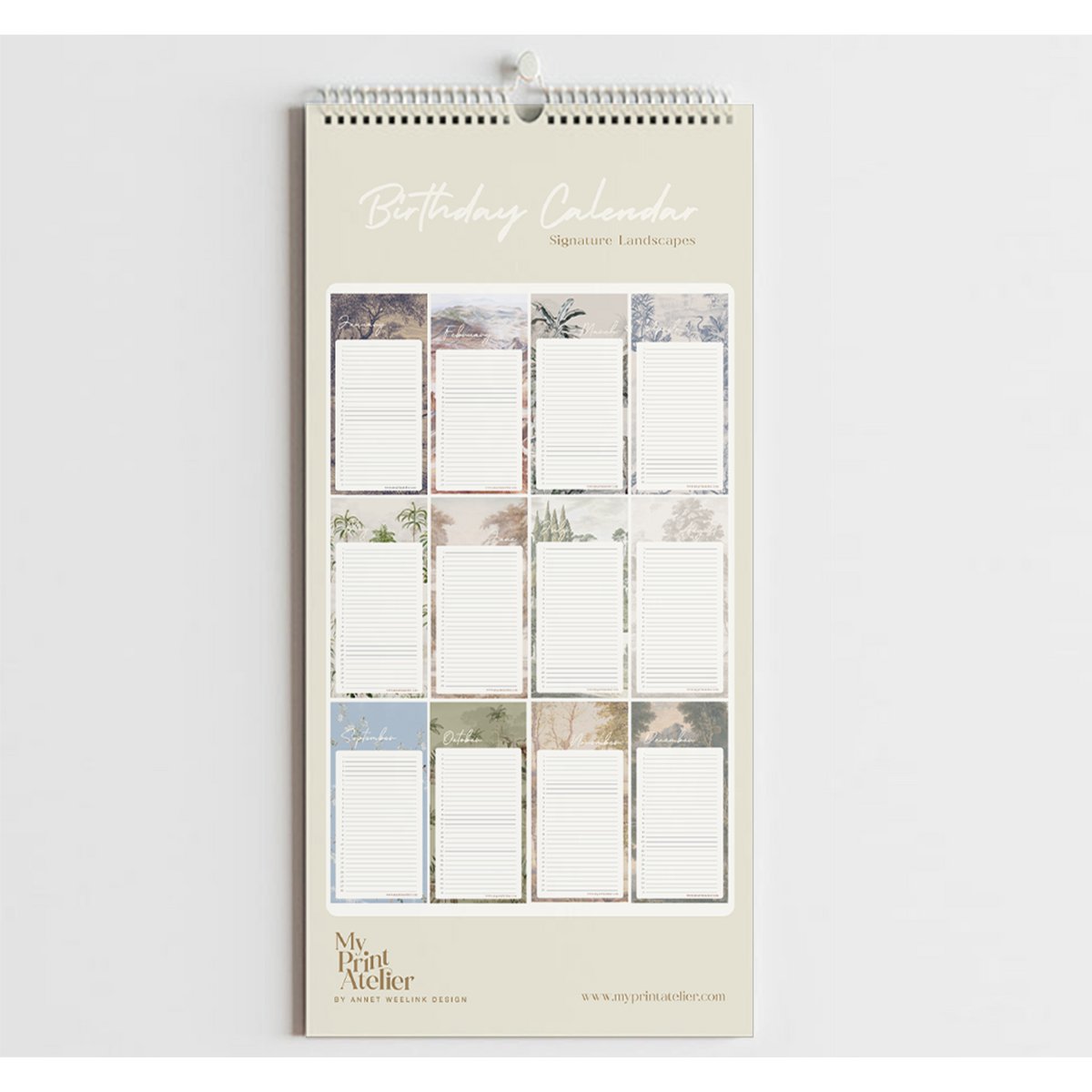 Birthday Calendar Signature Landscapes - Annet Weelink Design Landscapes - 14x29.7cm - Perpetual Calendar - Premium Paper