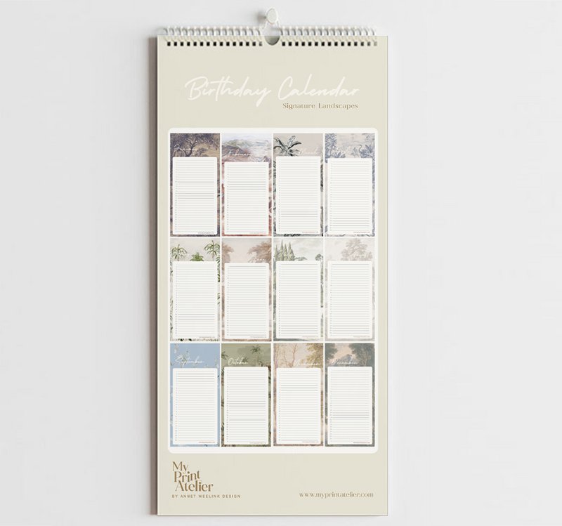Birthday Calendar Signature Landscapes - Annet Weelink Design Landscapes - 14x29.7cm - Perpetual Calendar - Premium Paper