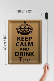 Blechschild Spruch 30x40cm Keep Calm and drink tea