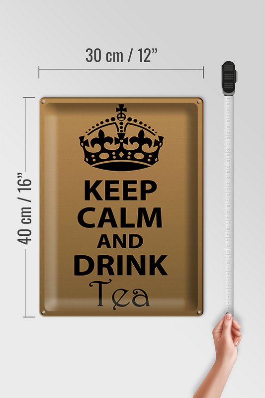 Blechschild Spruch 30x40cm Keep Calm and drink tea