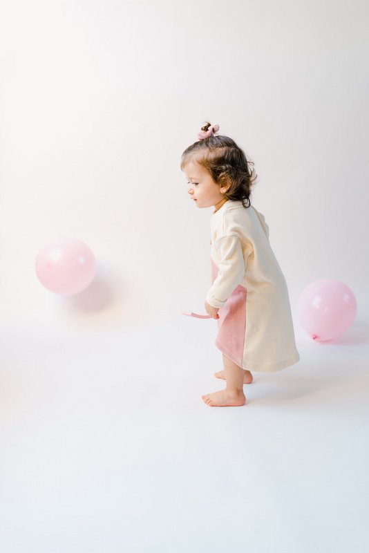 Vestido suéter de manga larga sostenible | Malva natural | 100% algodón orgánico certificado GOTS