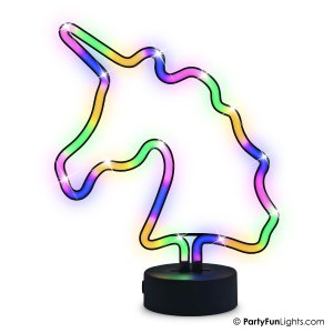 LED-Neon-Einhornlampe – Einhorn – mehrfarbig – mit USB und Batterien