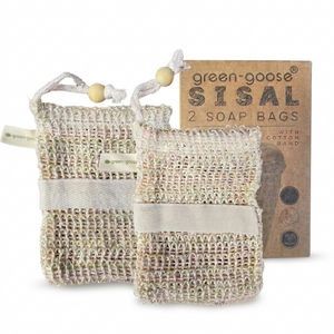 green-goose Sisal-Seifenbeutel mit Band – 2 Stück