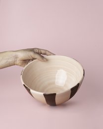 Ceramic Salad Bowl 21cm - Brown and Pink / Chocolate