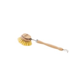 Dishbrush made of beechwood with yellow bristles. Sturdy and durable design for effective cleaning of dishes and surfaces.
