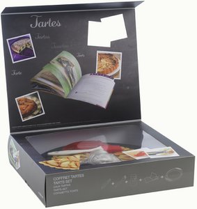 Mastrad - Giftset Tarts 28 cm bakvorm met bakkwast, decoroller en receptenboekje - Multicolor