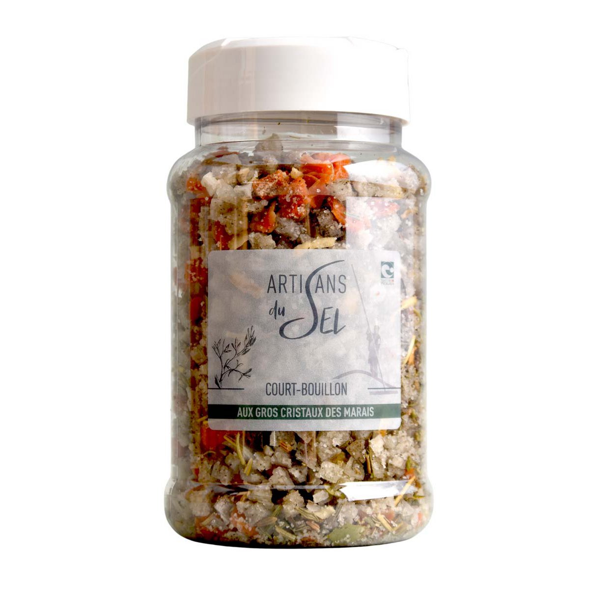 Court-Bouillon des Marshes mit großen Kristallen und Bio-Kräuterpolfen 350G | Salzhandwerker
