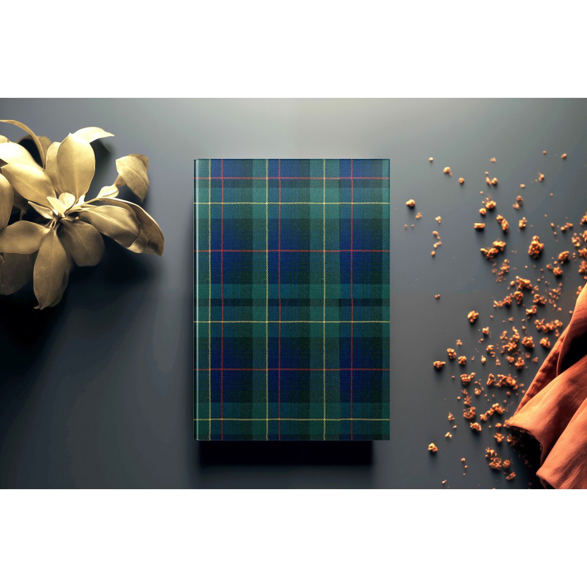 Tartan A5/A6 Notitieboekje - DONKERBLAUW/GROENE VIERKANTEN