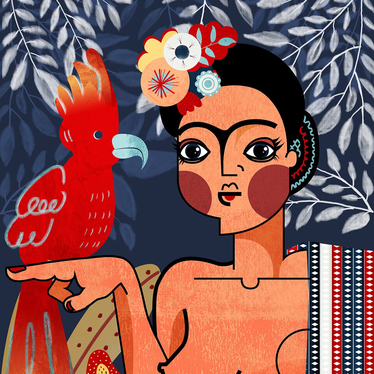Frida Kahlo - Ritratto con pappagallo