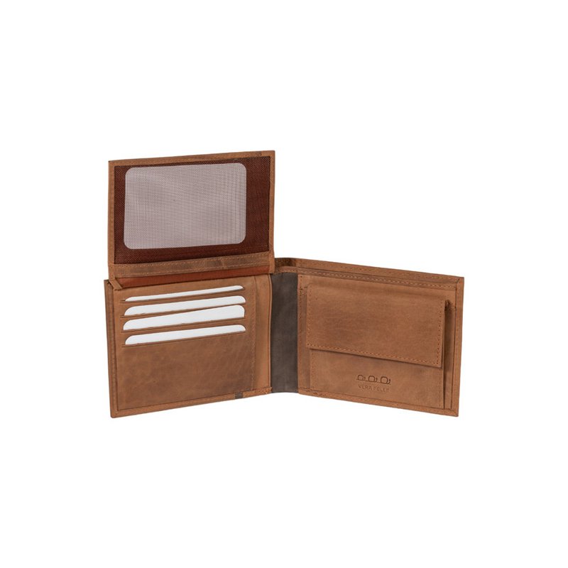 K12220UB | Herenportemonnee van echt volnerf leer, naakt. Kleur leer. RFID-bescherming. Afmetingen gesloten: 11,5 x 8,3 x 2 cm Verpakking: Geschenkdoos onder/deksel