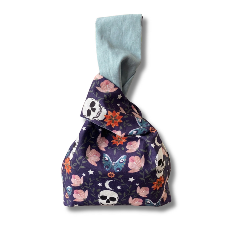 Steampunk Skulls & Butterflies Japanese Knot Bag