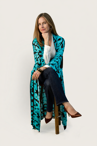 Kimono, JUDY - dark brown/turquoise