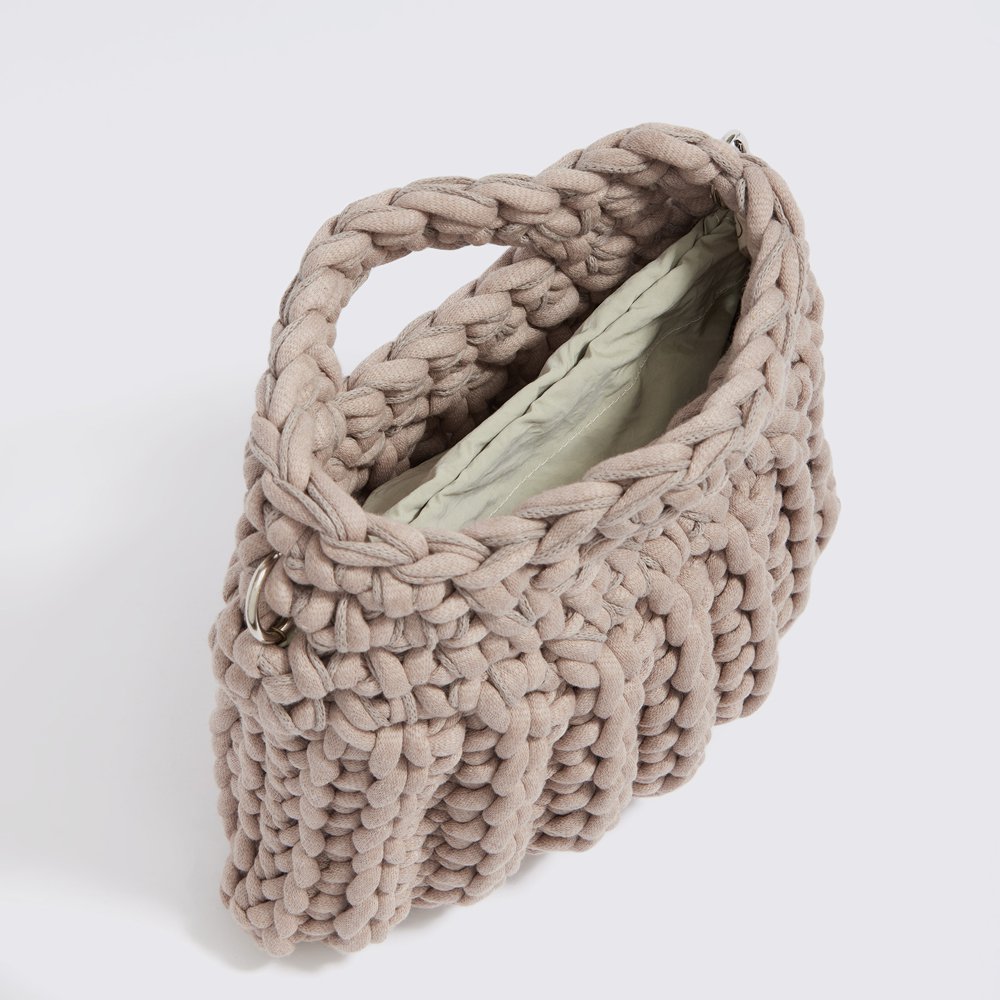 Sac à main en crochet « Ionio » avec pochette imperméable beige