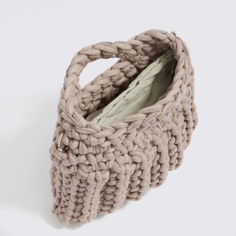 Borsa “Ionio” all'uncinetto con custodia impermeabile beige