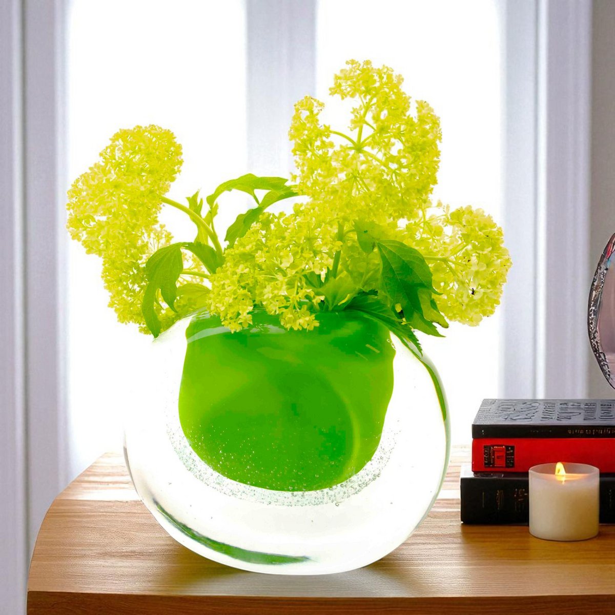 Jarrón plano Kiwi - altura 14 cm - Cristal