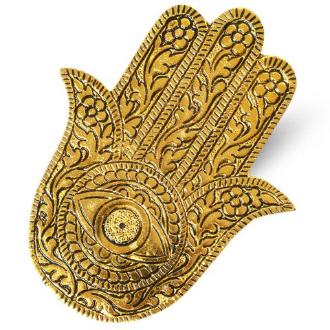 Aluminium Golden Antique Fatima Hand Incense Holder
