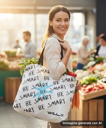 Einkaufstasche mit Stern-Slogan-Aufdruck – wiederverwendbarer Einkauf
