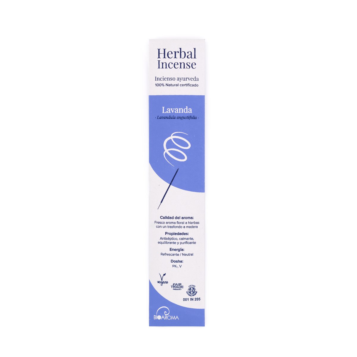 Certified organic BioAroma Lavender incense. Ayurveda. Fair Trade. Zero Waste. 12 rods.