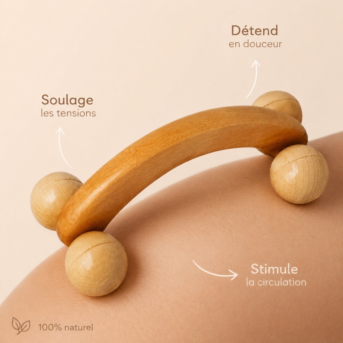 Wooden Massage Wheel - Anti Cellulite Draining Roller Massager - Natural Wood Massage Wheel - Manual Massager