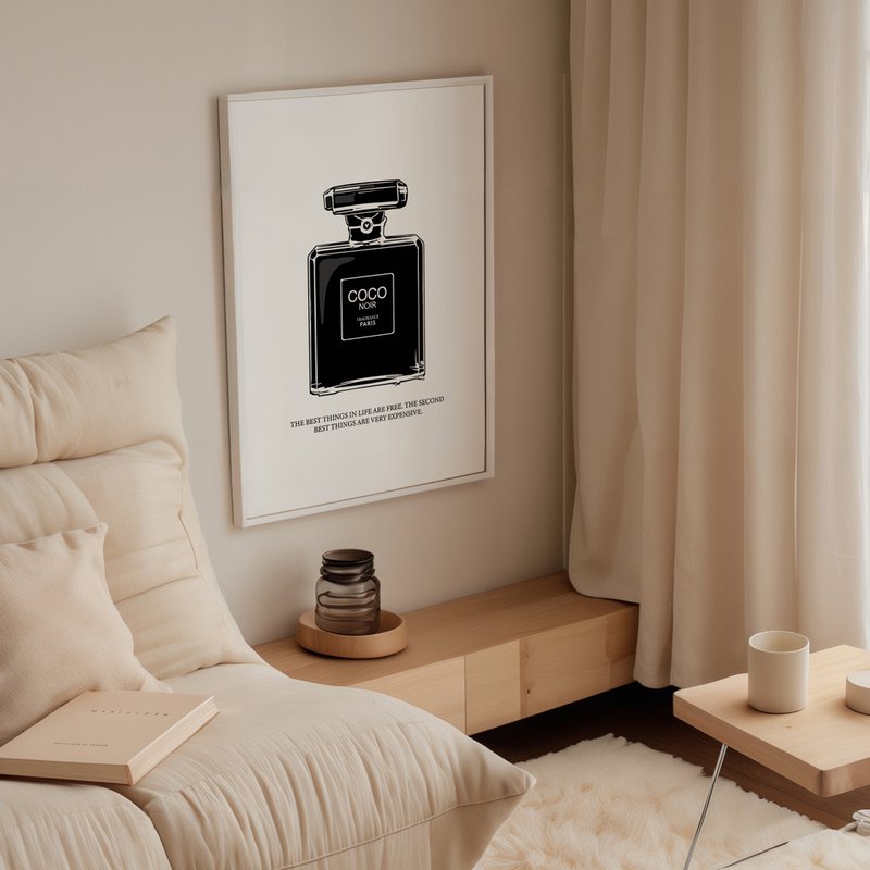 Poster: Coco Noir Perfume Bottle Illustration