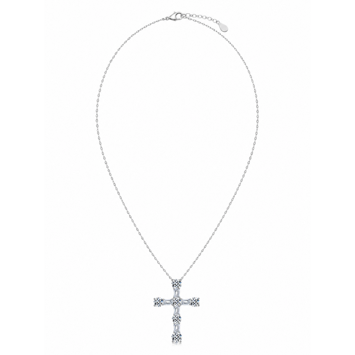 7.3ct Majestic Moissanite Cross Pendant halskæde