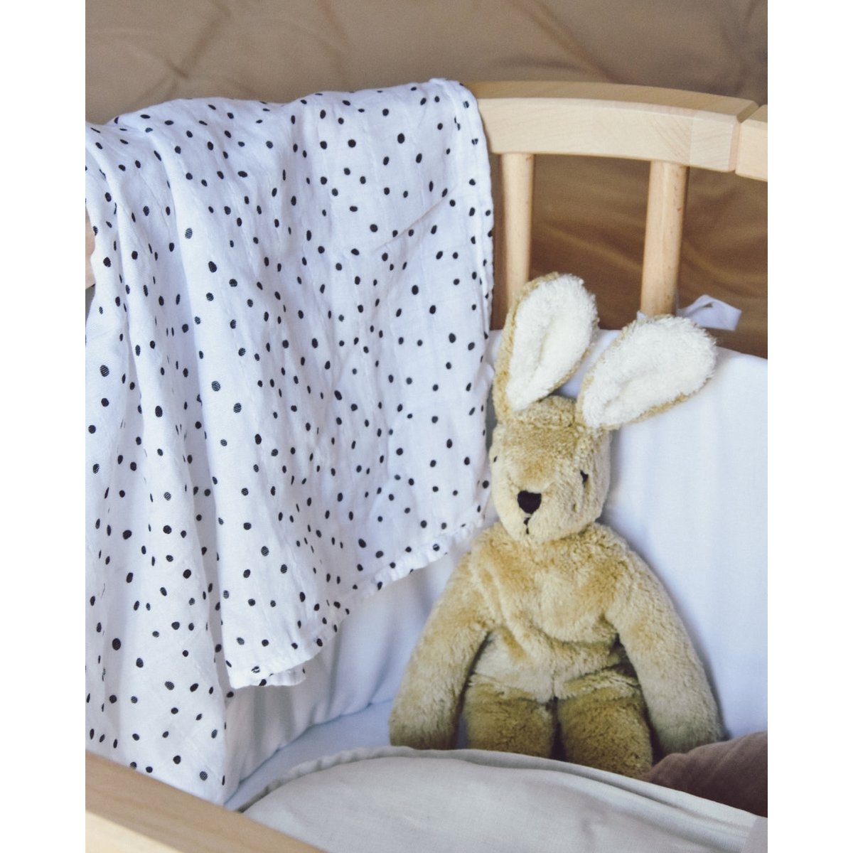 Mousseline coton bio 120x120cm • Pois