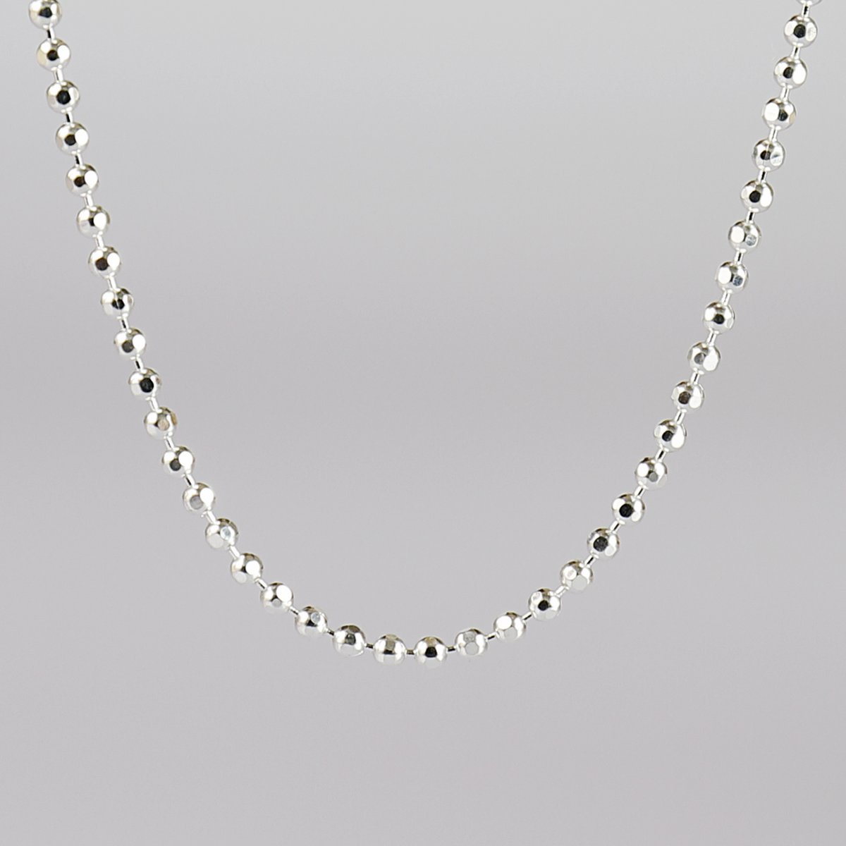 925 sterling zilveren "ball chain" 1,5 mm, gediamanteerd