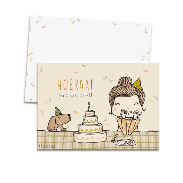 card + envelope - HOORAY! Party with cake!