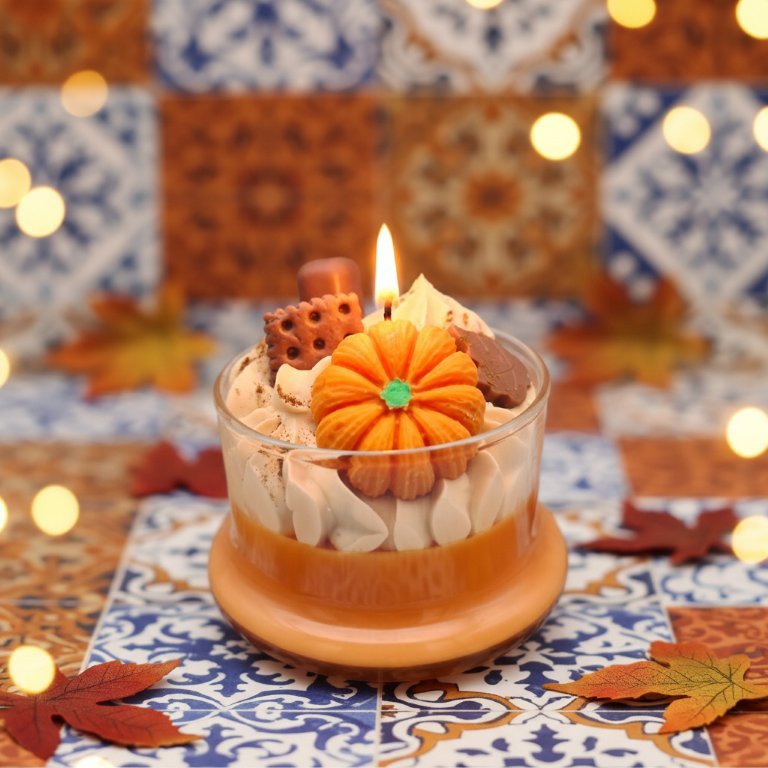 CREATIVE Vela de postre de calabaza picante, aroma a canela hecha a mano Duftkerze