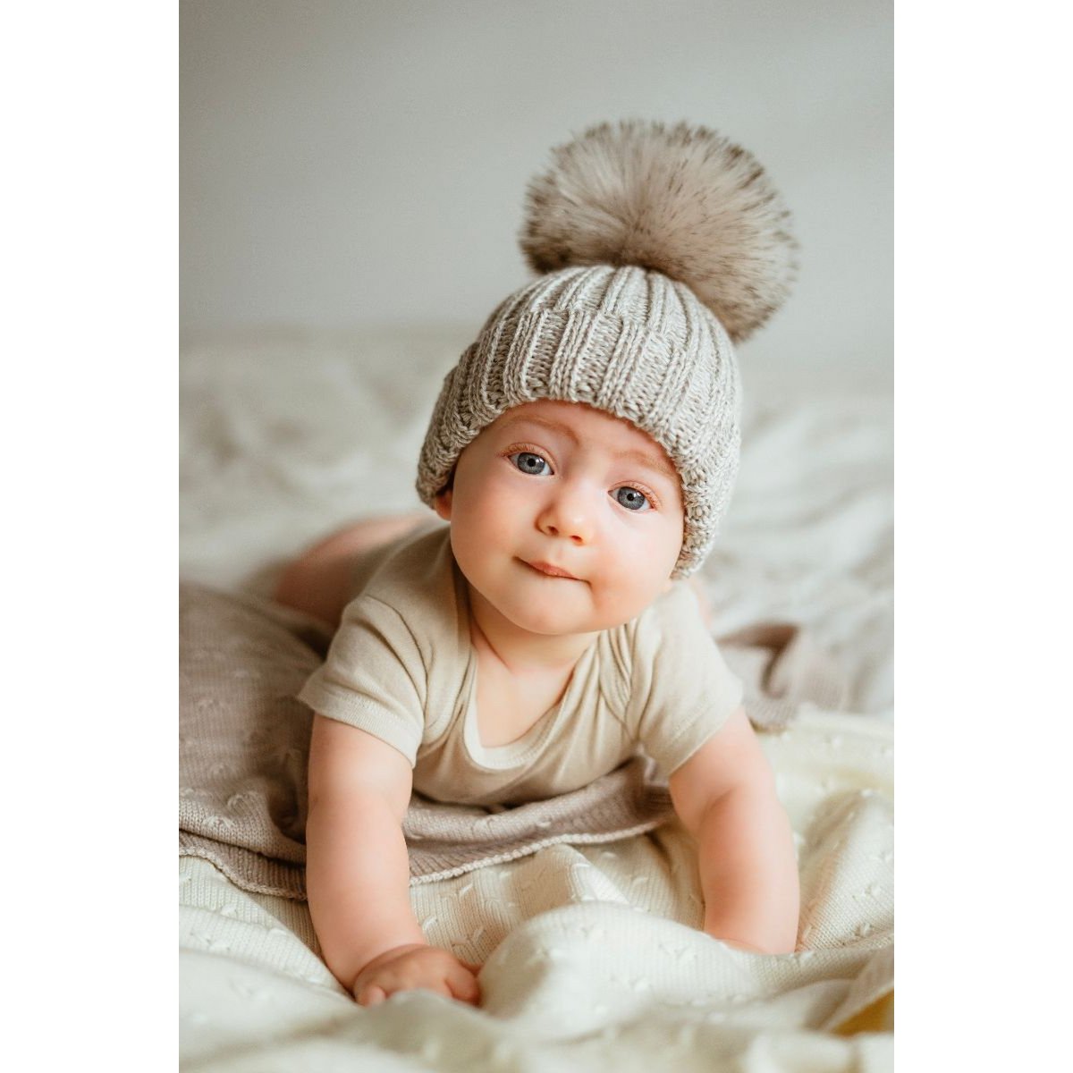 Czapka OLLO BABY – 100% wełny merino - beżowy
