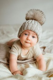 Czapka OLLO BABY – 100% wełny merino - beżowy