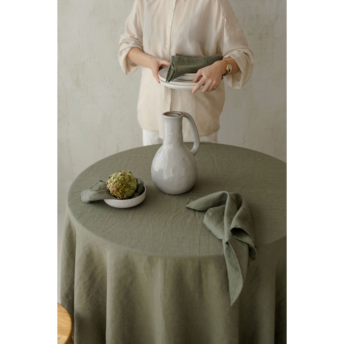 Tovaglioli Nordic Moss Green (set da 2) / 100% lino