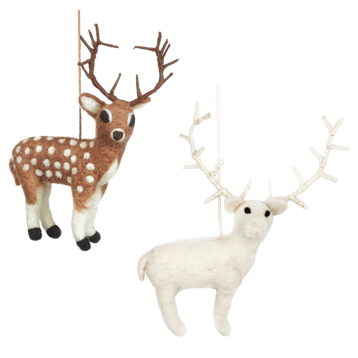 Handmade Felt Brown Stag Biodegradable Hanging Decoration