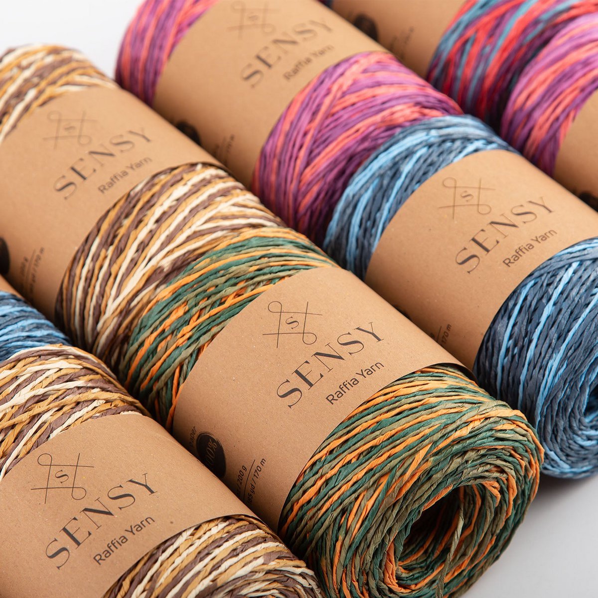 Sensy Premium 185 iarde %100 Filato di rafia multicolore in carta
