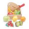 Houten snijset fruit in opbergdoos