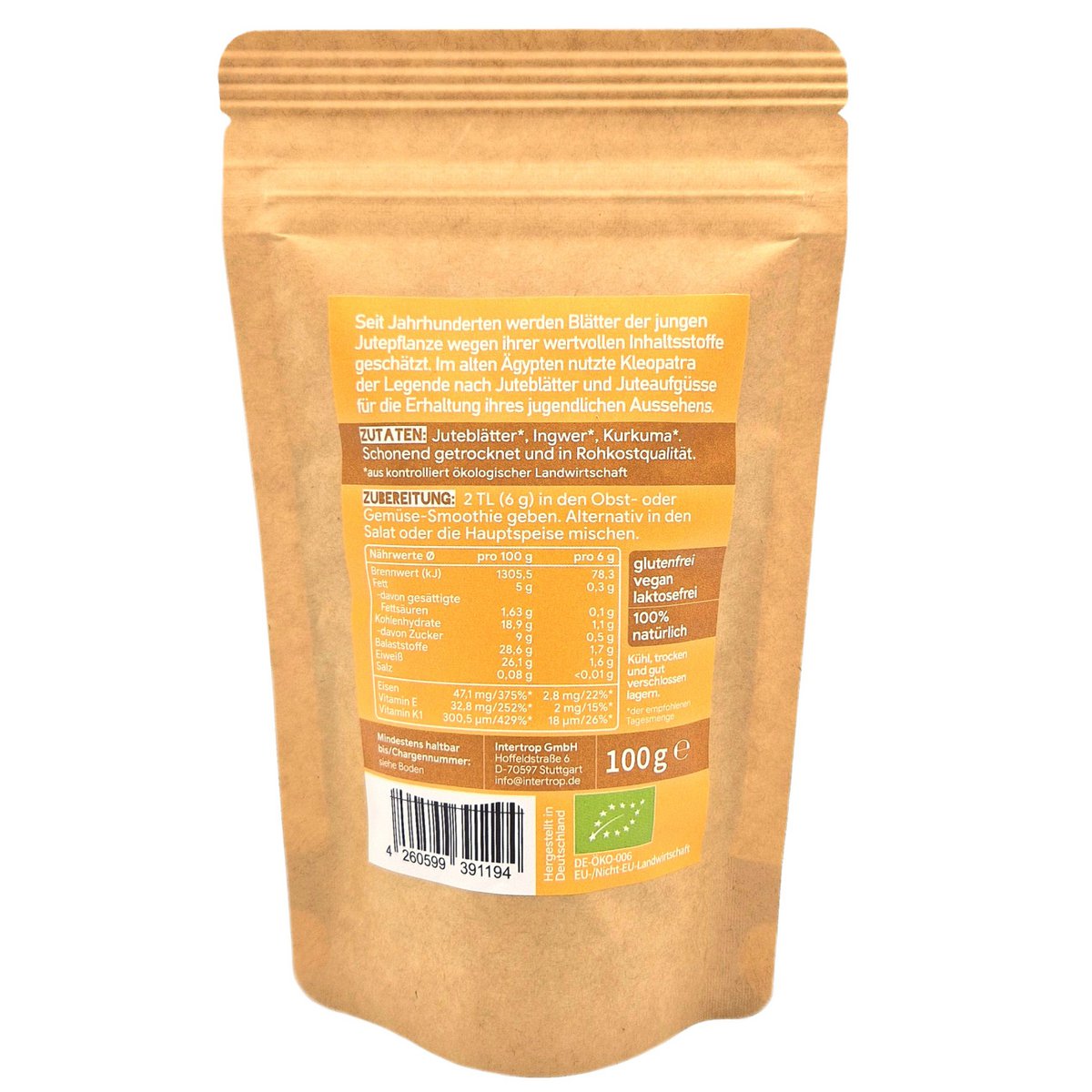 Bio Jute-Pulver Kurkuma-Ingwer